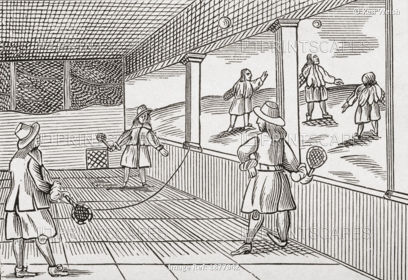 Playing Tennis In The Sixteenth Century. From The Book Short History Of The ...