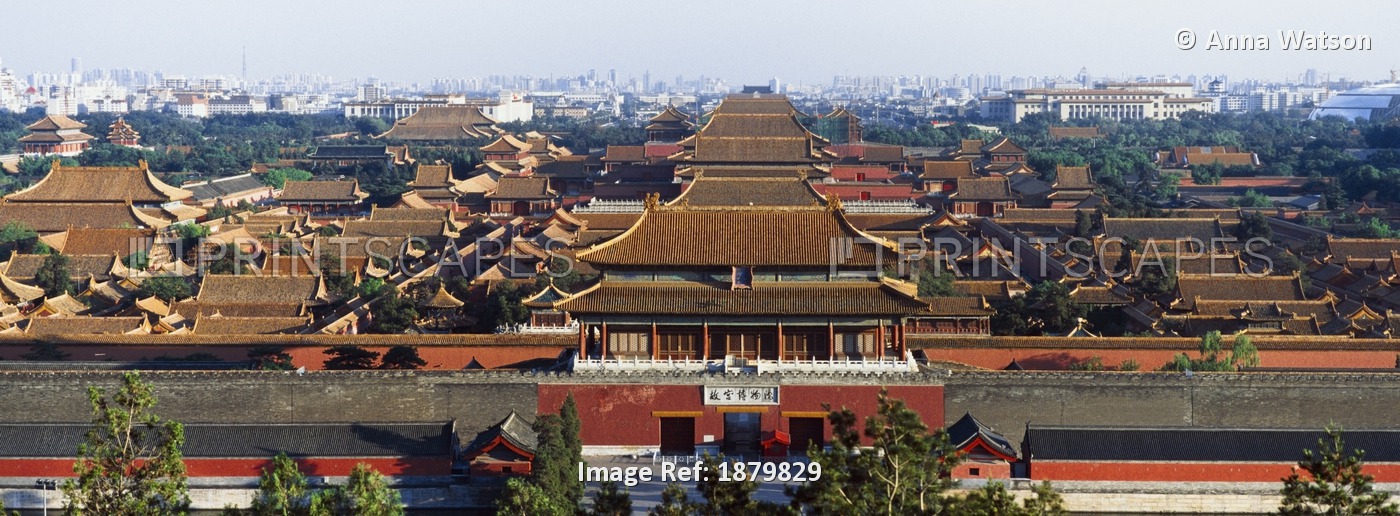 View Of The Forbidden City At Dusk From Jingshan Park.