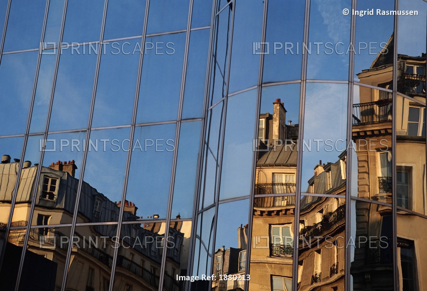 Reflections Of Apartment Buildings In Modern Glass Skyscraper, Paris