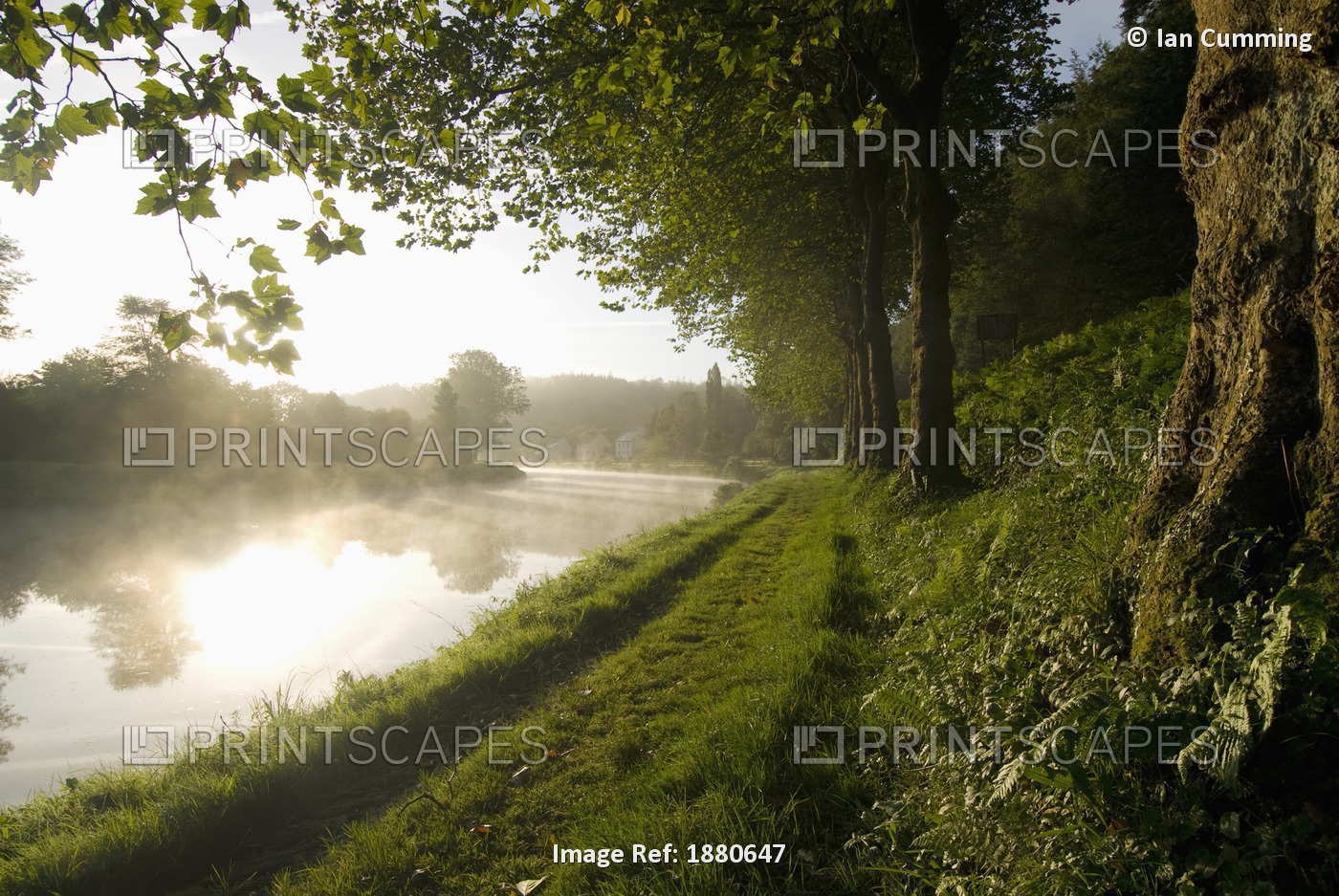 Looking Along The Nantes-Brest Canal On A Misty Morning