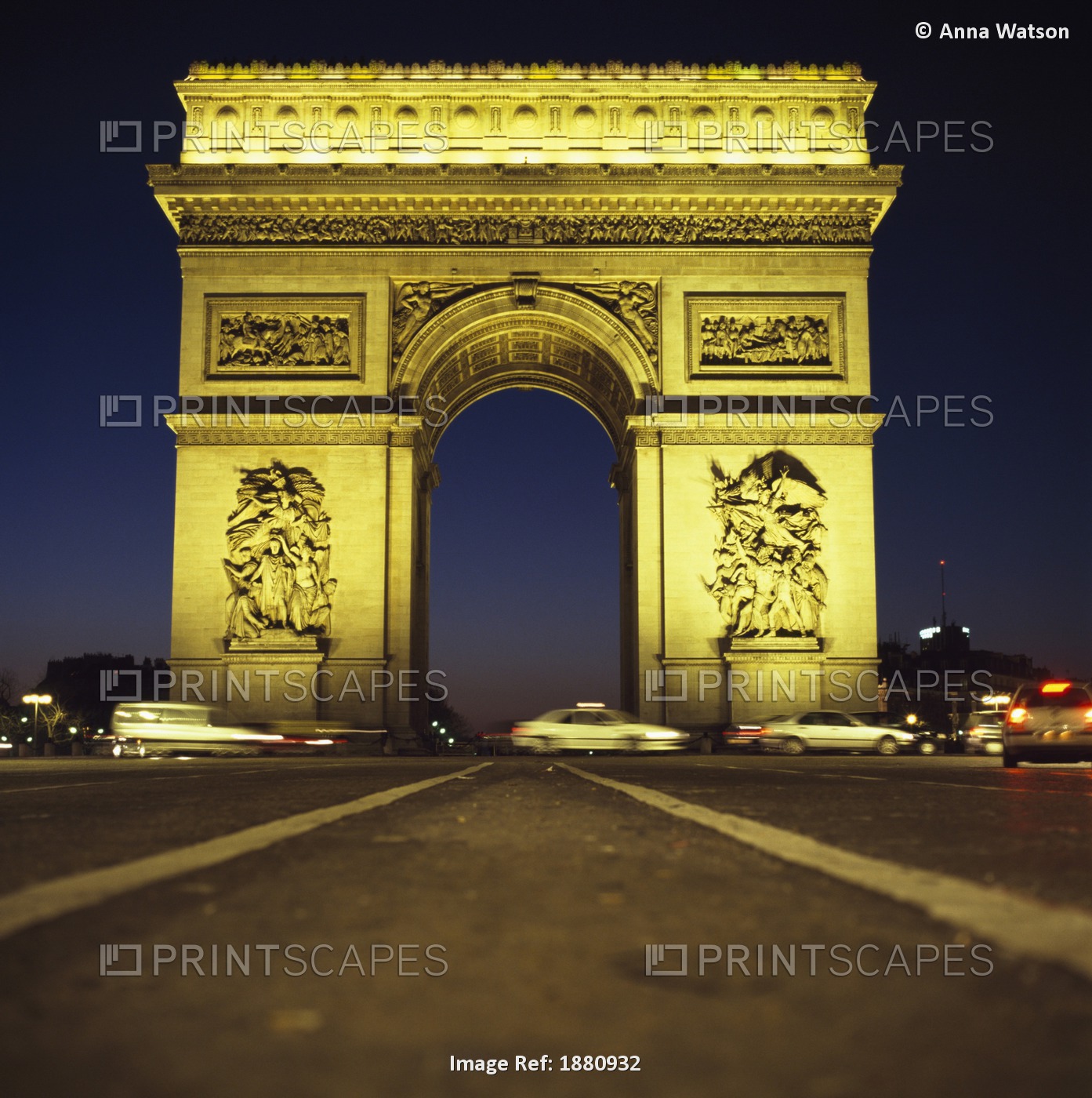 Arc De Triomphe At Night.