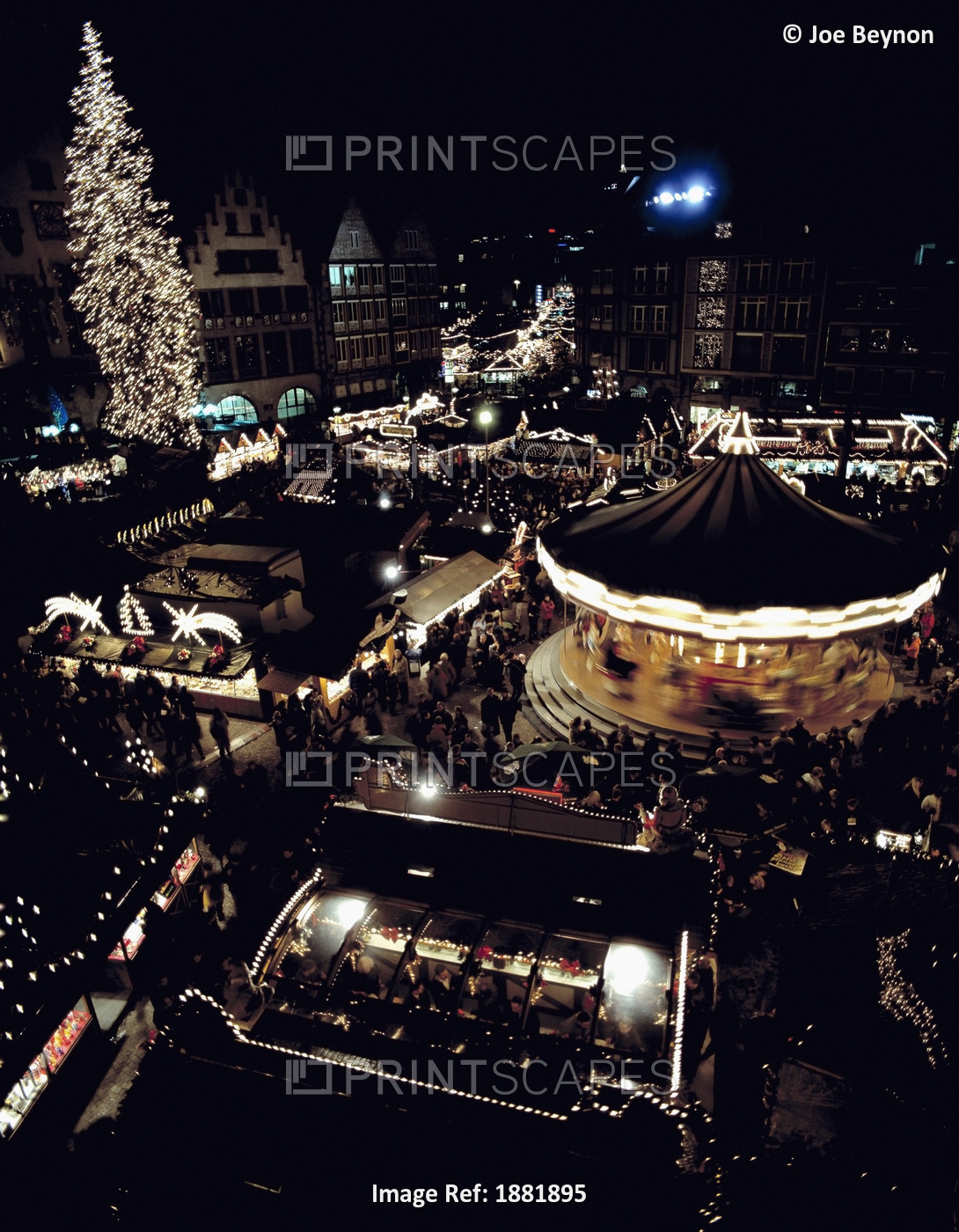 Christmas Market At Night, Aerial View