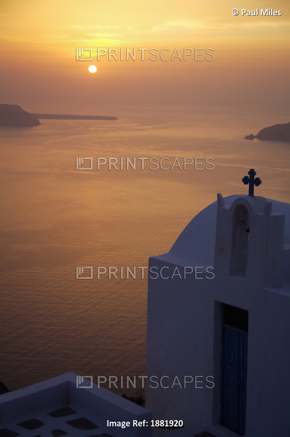 Whitewashed Chapel By Sea At Sunset