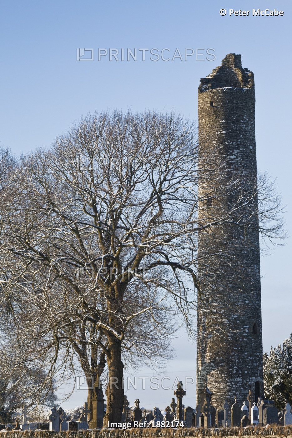 Irish Round Tower And Cemetery In Monasterboice; County Louth, Ireland