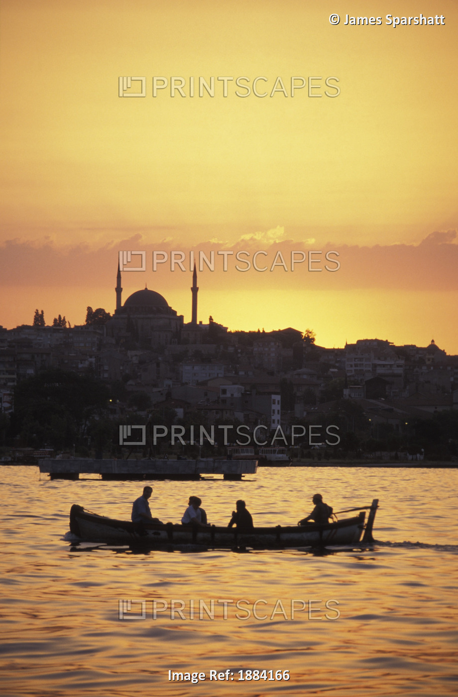 Turkey, Boat On The Bosphorus At Sunset; Istanbul
