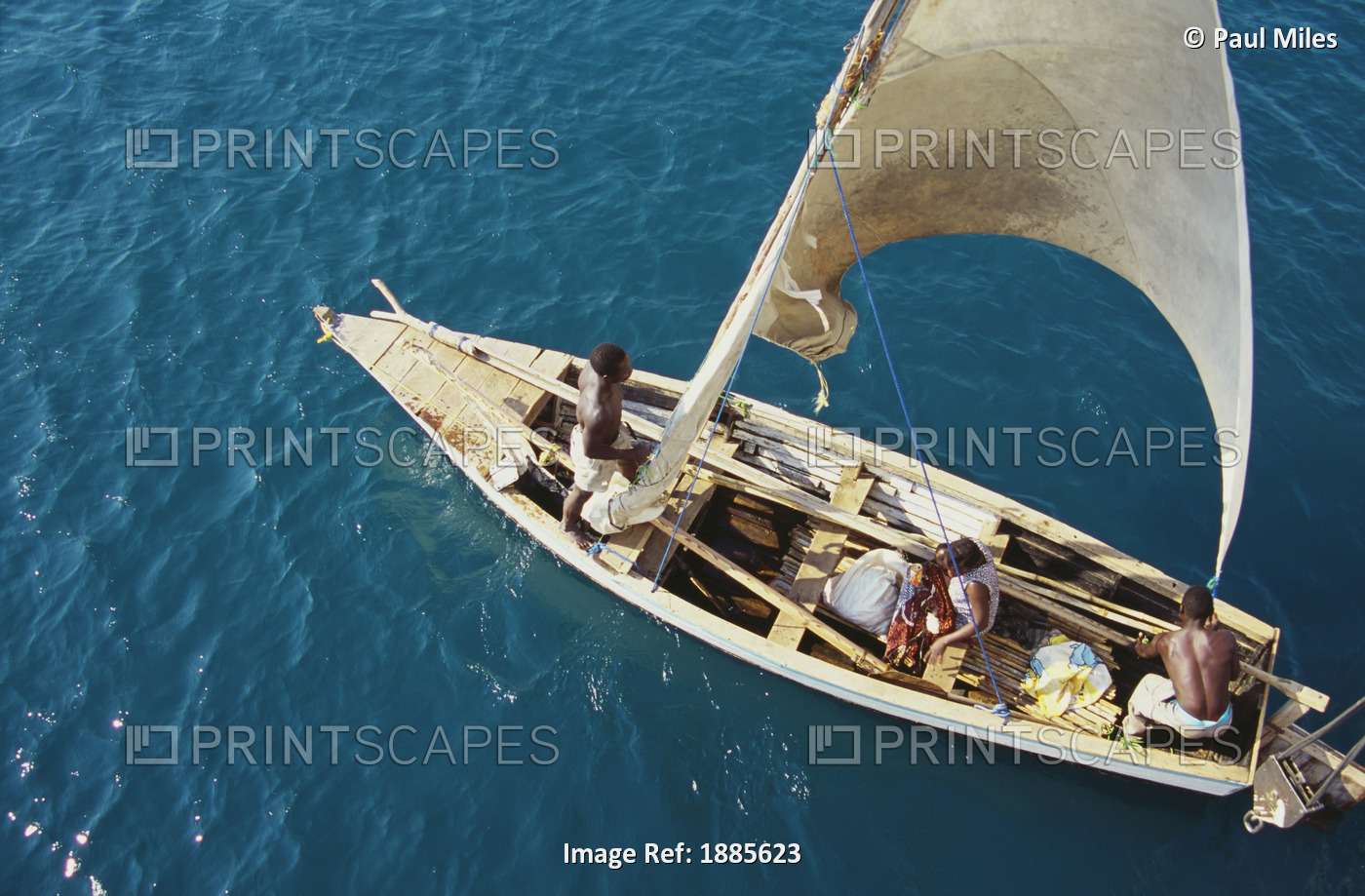 Fishermen On Dhow, Aerial View