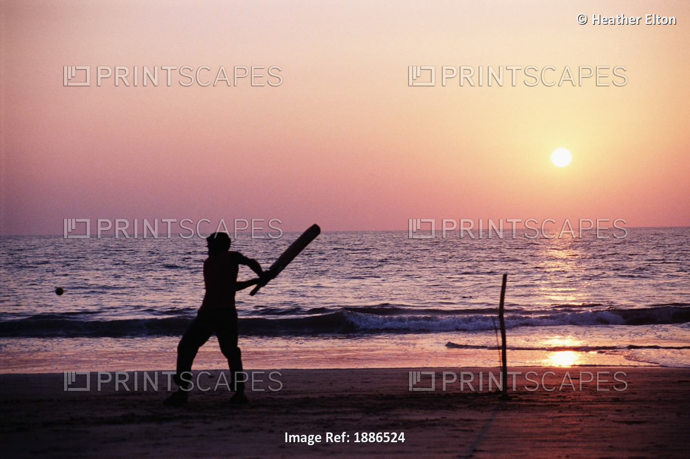 Man Playing Cricket On Patnem Beach