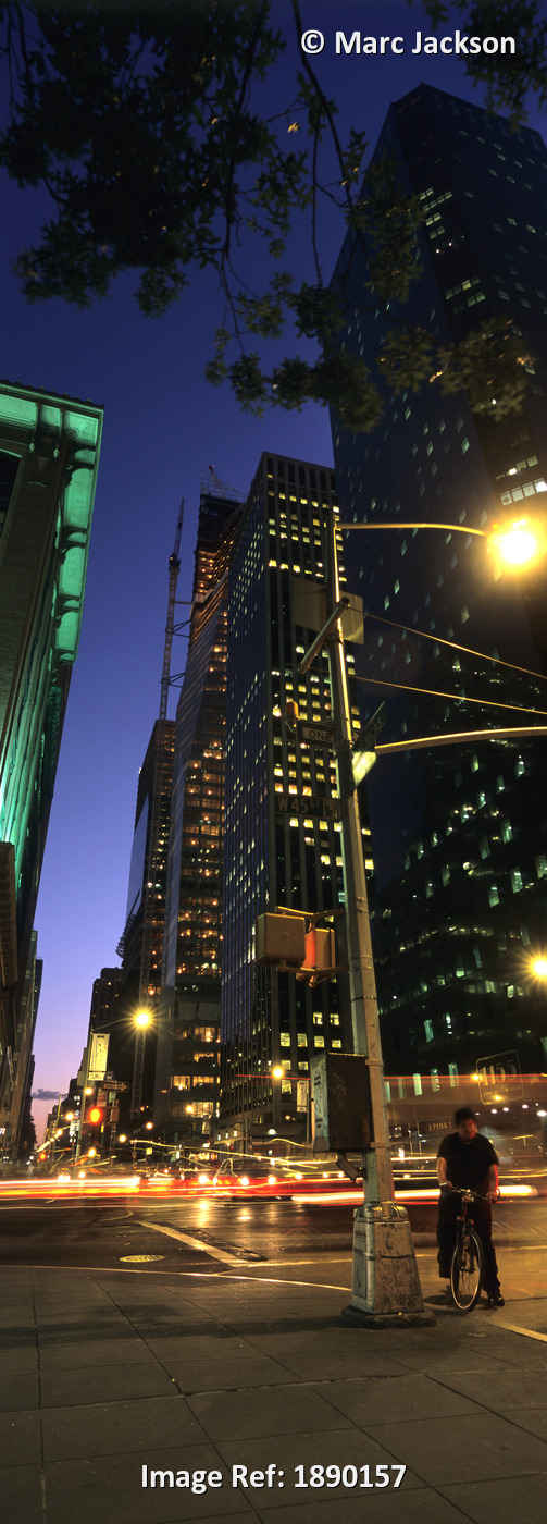 6Th Avenue (The Avenue Of The Americas) Looking South At Dusk, Midtown ...