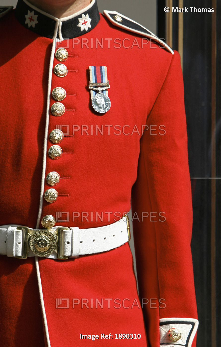 Soldier Of Queens Household Division Guarding Buckingham Palace, Mid Section