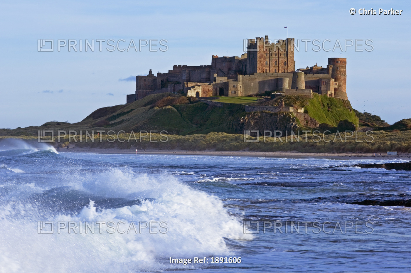 View From Ocean Of Bamburgh Castle.