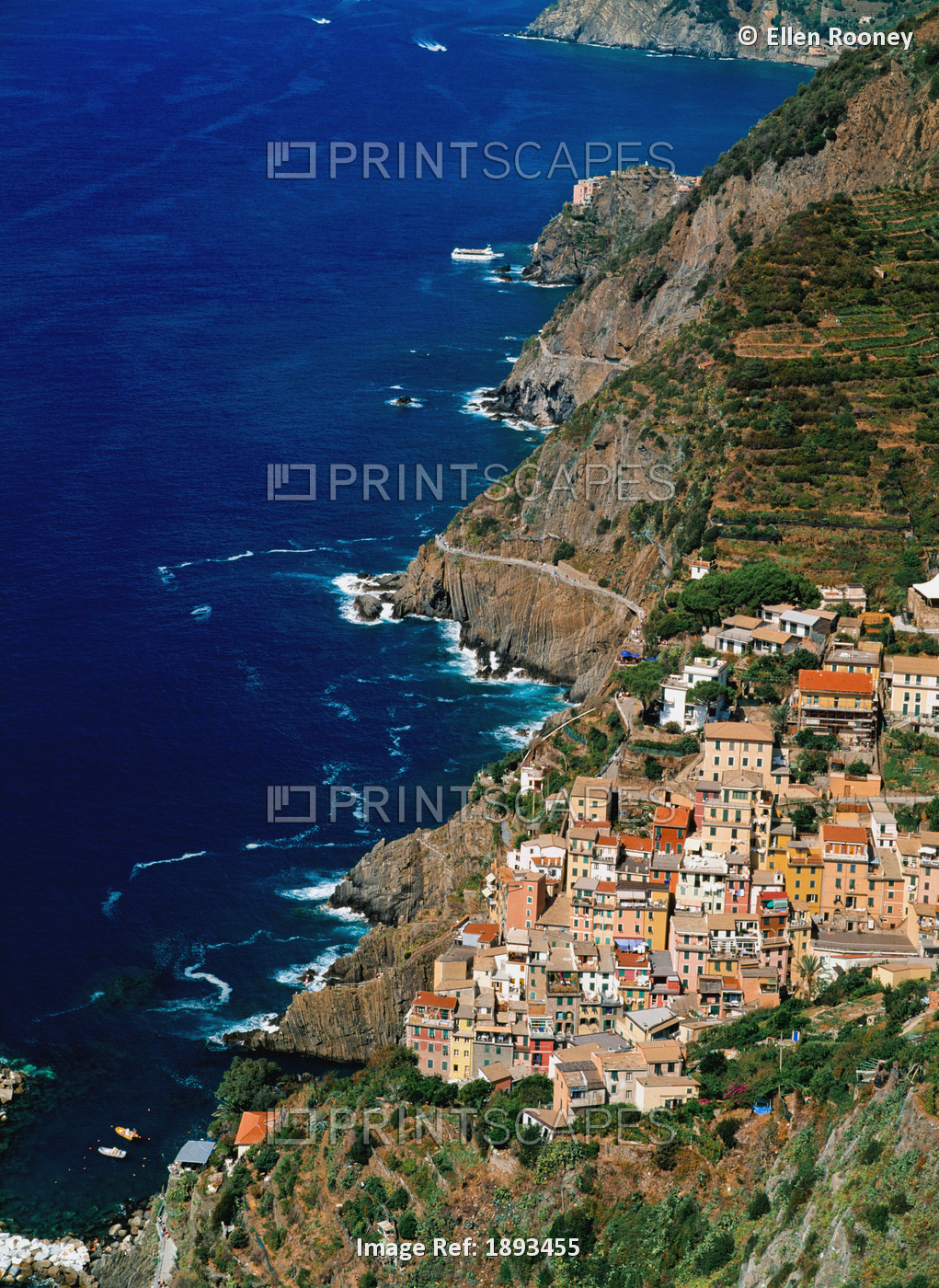 Aerial View Of Town On Cliff Side
