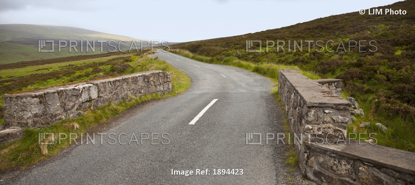 Rock Fence Along A Road In Sally Gap; County Wicklow, Ireland