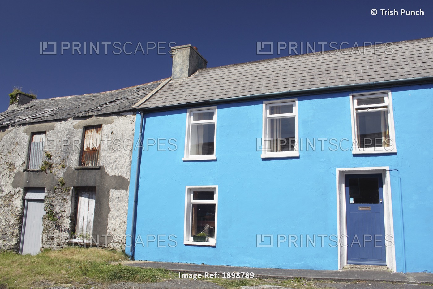 Blue House On The Beara Peninsula In Munster Region; Allihies Village, West ...