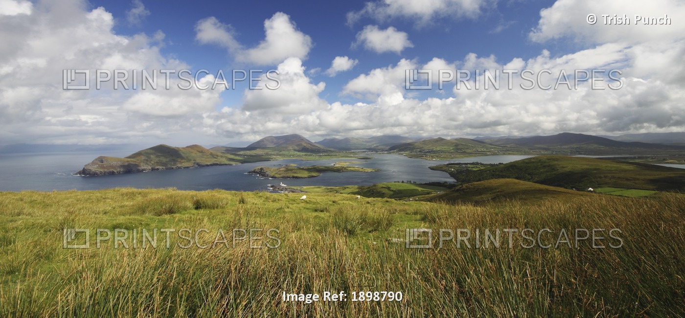 View Of Beginish Island And Valentia Lighthouse From Geokaun Mountain On The ...