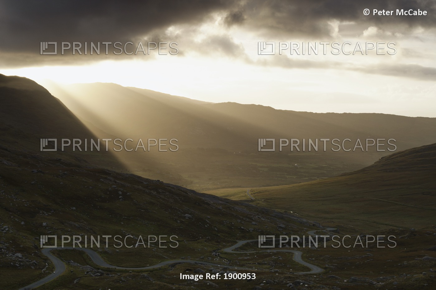 Clearing Storm With Sunbeams Overlooking The Healy Pass; County Kerry, Ireland