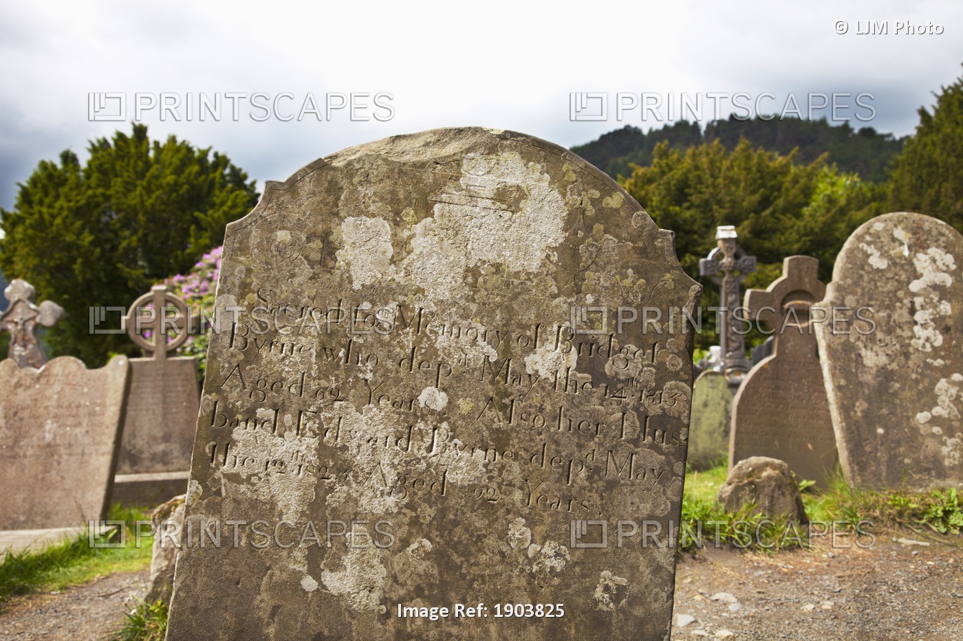 Tombstones In A Cemetery On A 6Th Century Monastic Site; Glendalough, County ...
