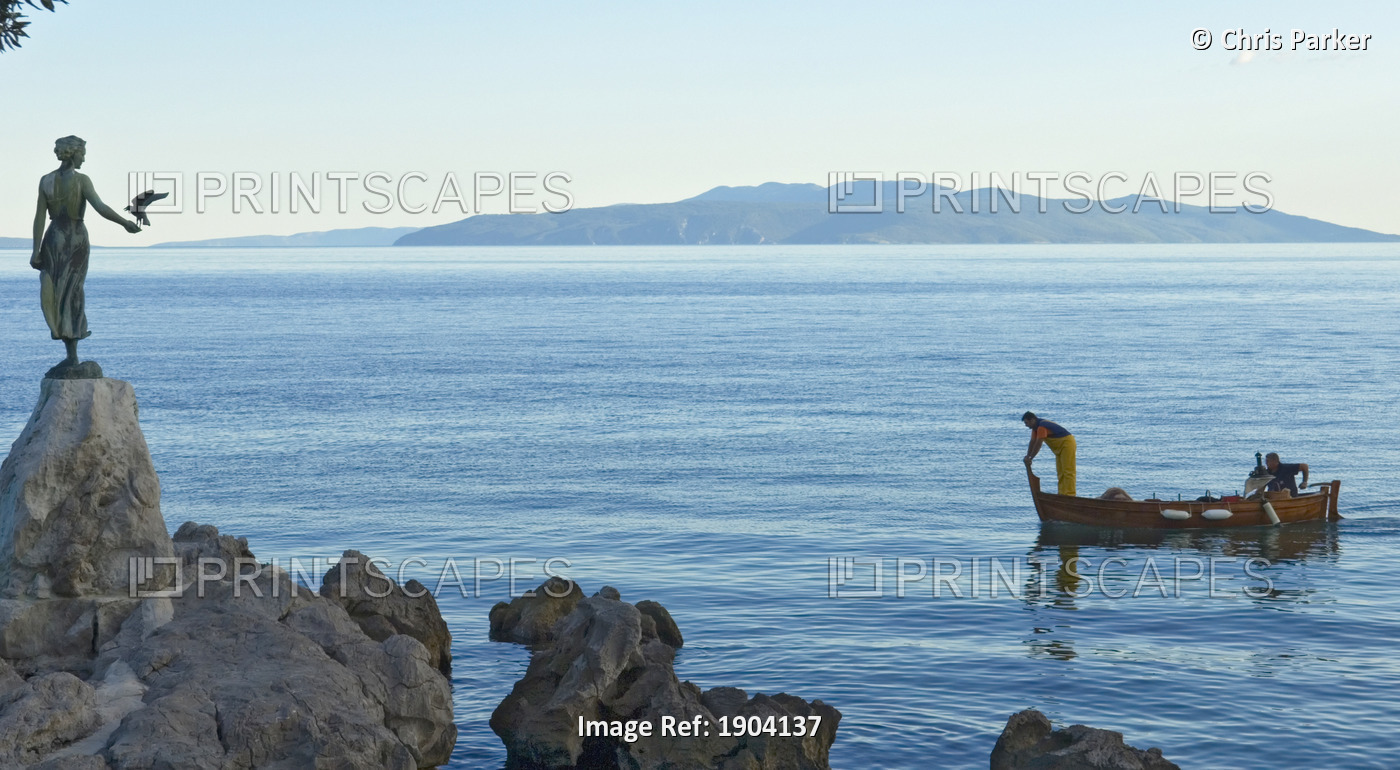 Waterfront Of Opatija Showing Statue 'girl Holding Seagull' By Zvonko Car, ...