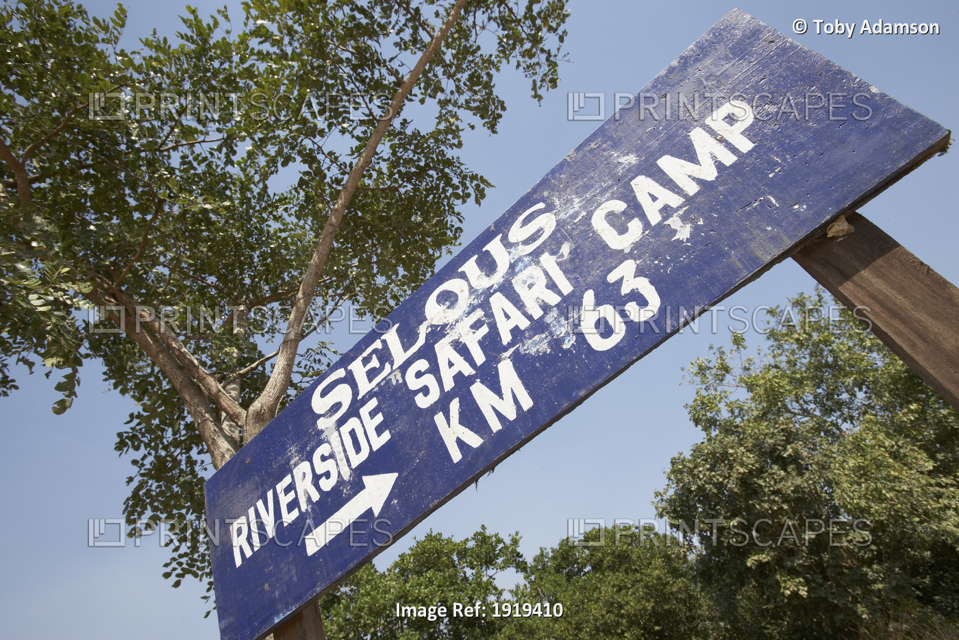 Signboard To Safari Camp In Selous National Park And Game Reserve, Tanzania