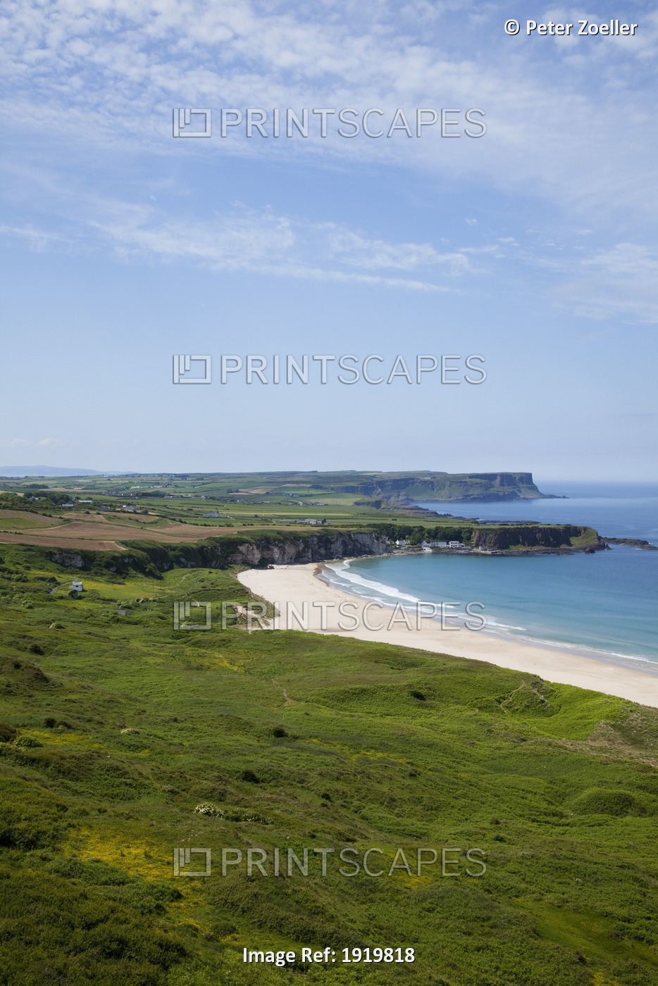 Coastal Landscape Of White Park Bay; Portbraddon, County Antrim, Northern ...