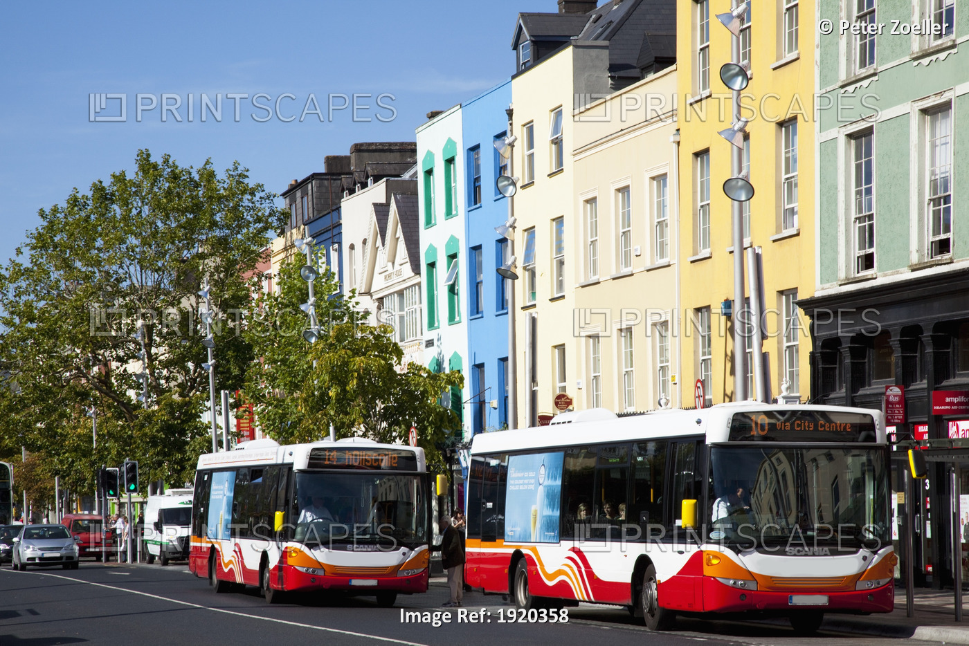 Buses On The Street At The Mall; Cork City, County Cork, Ireland