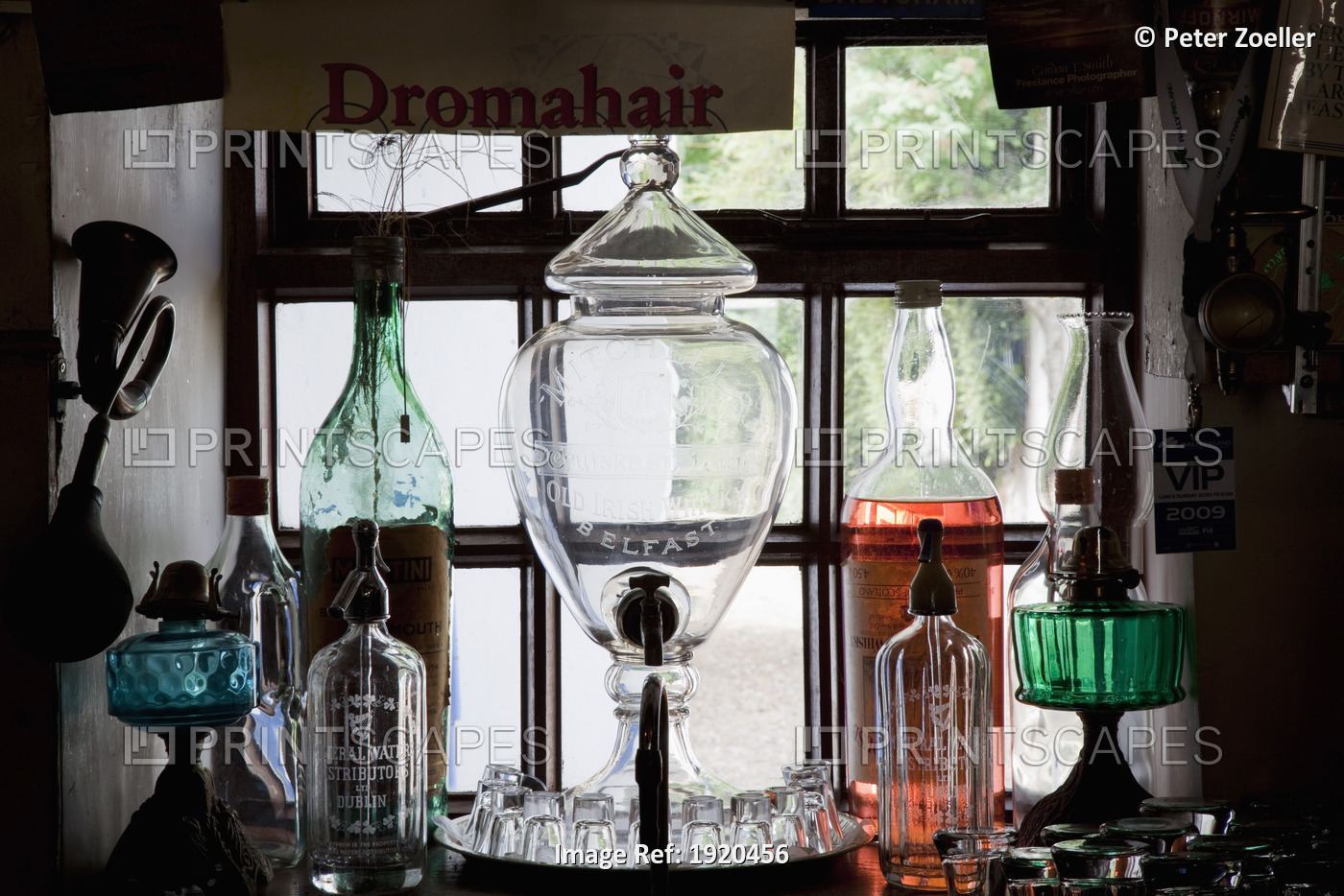 Glassware In Pub Window; Dromahair, County Leitrim, Ireland