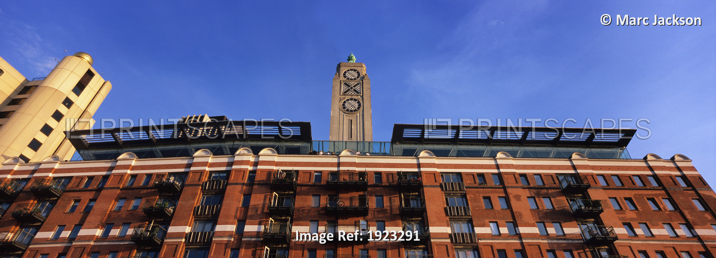 Oxo Tower On Southbank Of Thames, Low Angle View, London, England