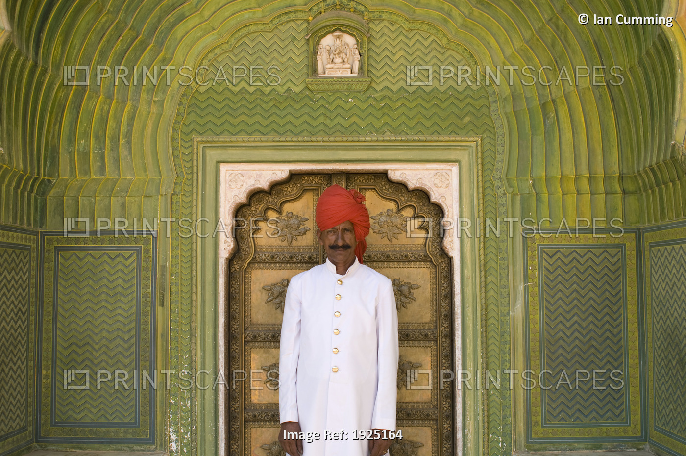 Palace Guard In Decorated Entrance Area Of Small Door Of The City Palace, ...