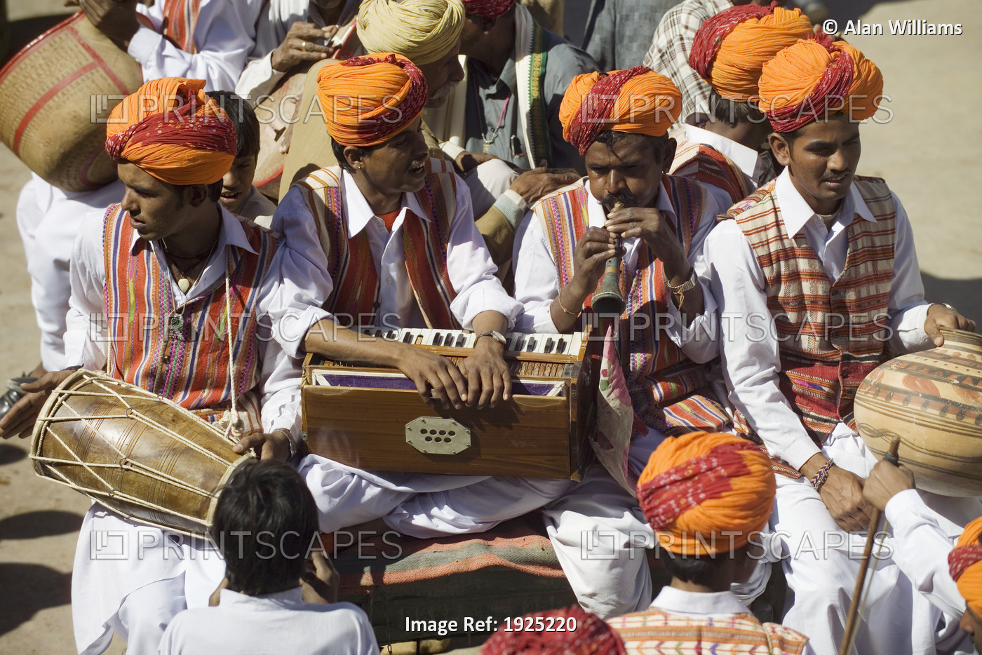 Musicians Waiting At The Jaisalmer Festival, Rajasthan, India