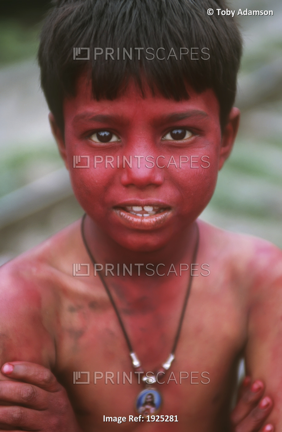 Portrait Of Young Boy Covered In Paint, Holi Festival
