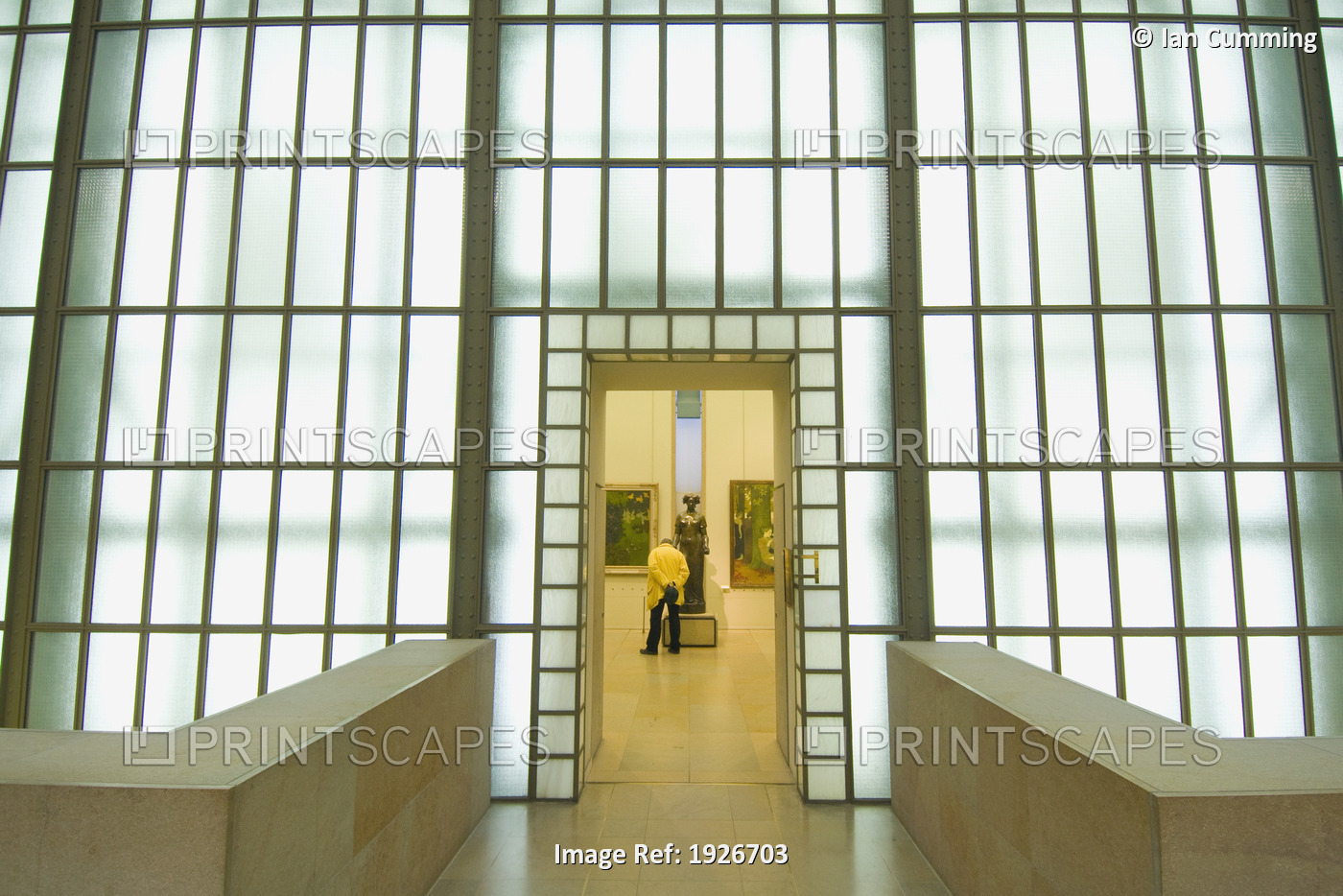 View Through Doorway To Man Looking At Sculpture In Gallery Of The Musee ...