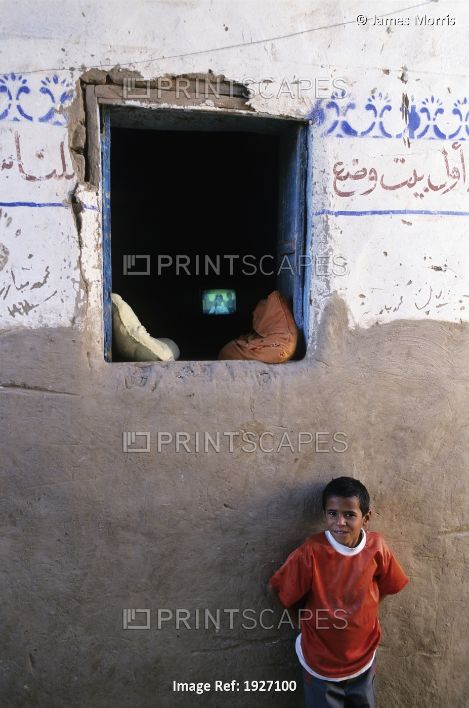 Portrait Of Boy With Television; Cairo, Egypt