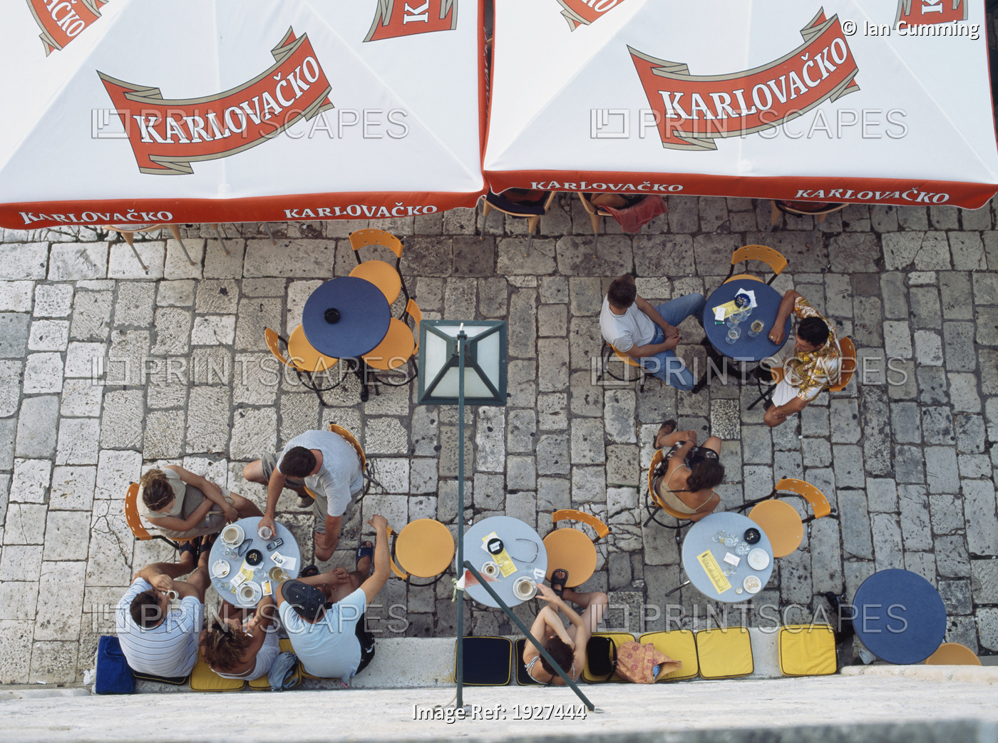 Aerial View Of People In Cafes