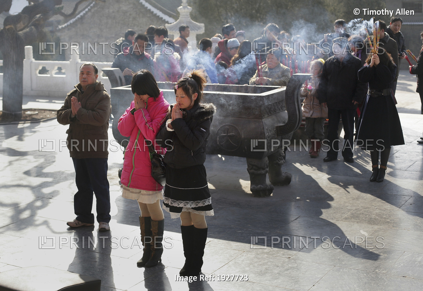 Fashionably Dressed Buddhist Women Making Incense Offerings At The Da Ci'en ...