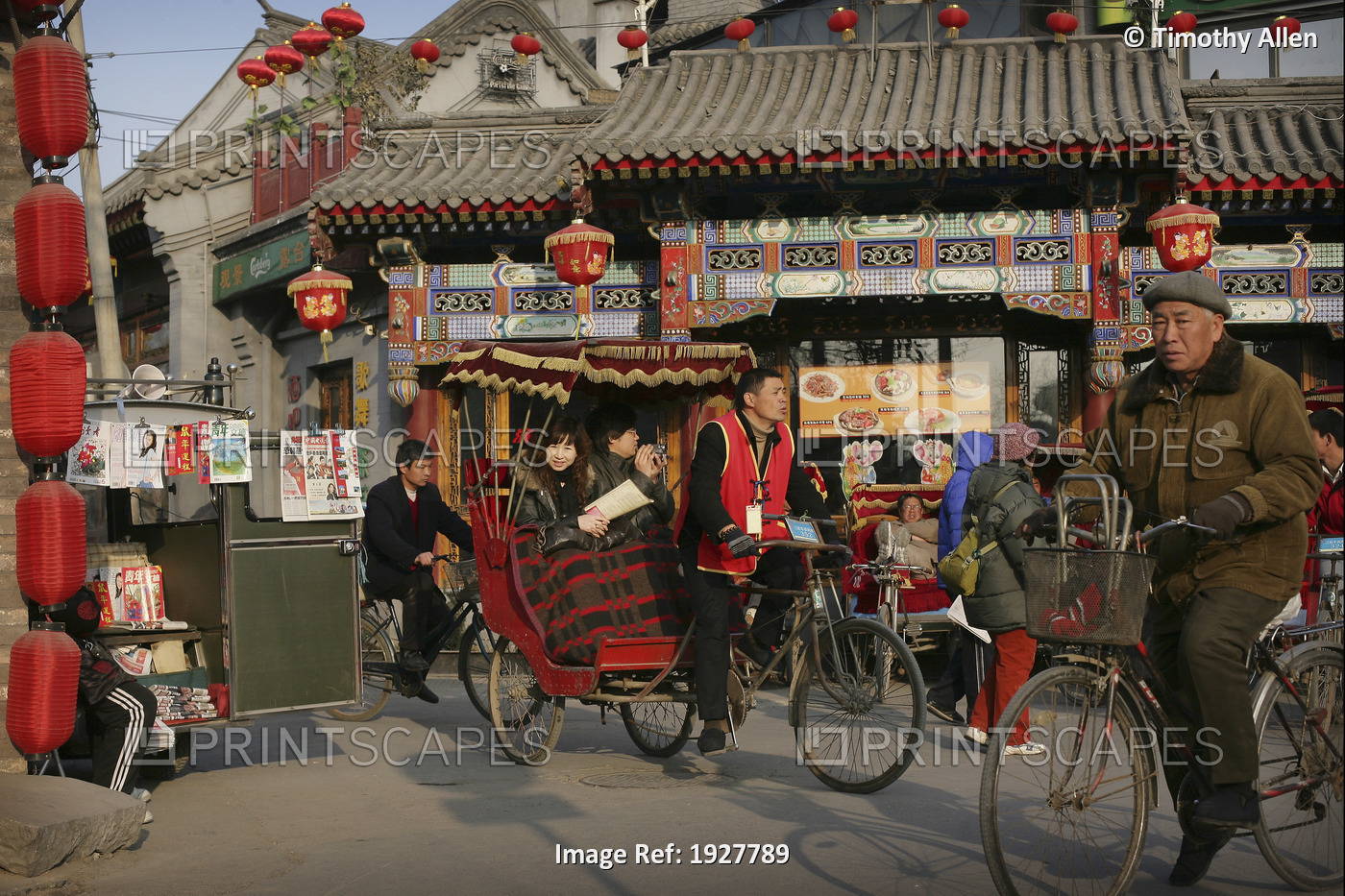 Rickshaws And Bicycles In Houhai Or Back Lake, Shichahai Lake Area, Beijing, ...