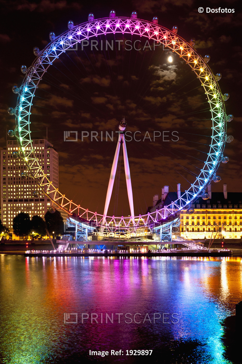 Big Wheel Aka London Eye Lit Up With The Rainbow Colours During Pride Night, ...