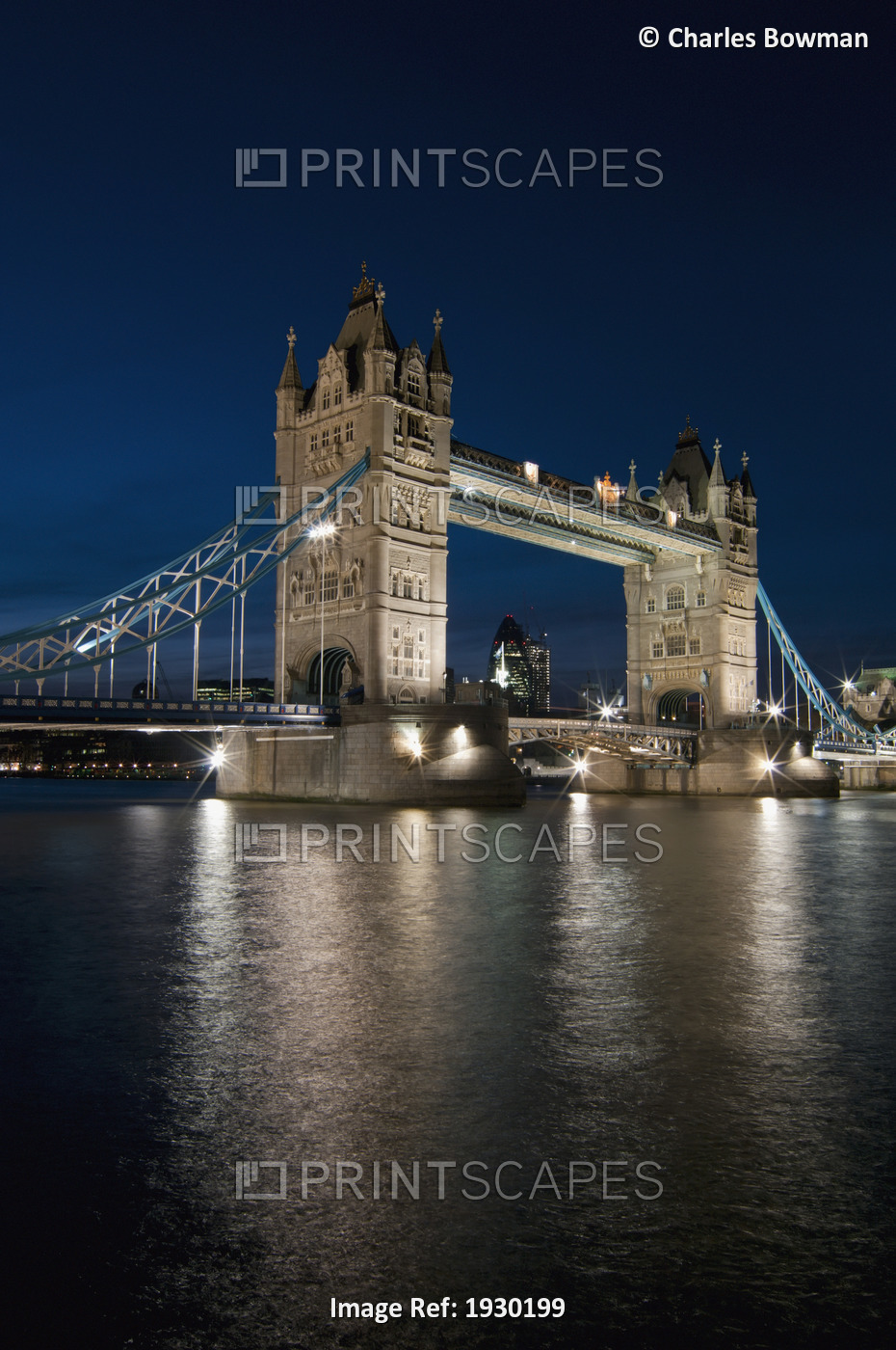 Tower Bridge at dusk; London, England