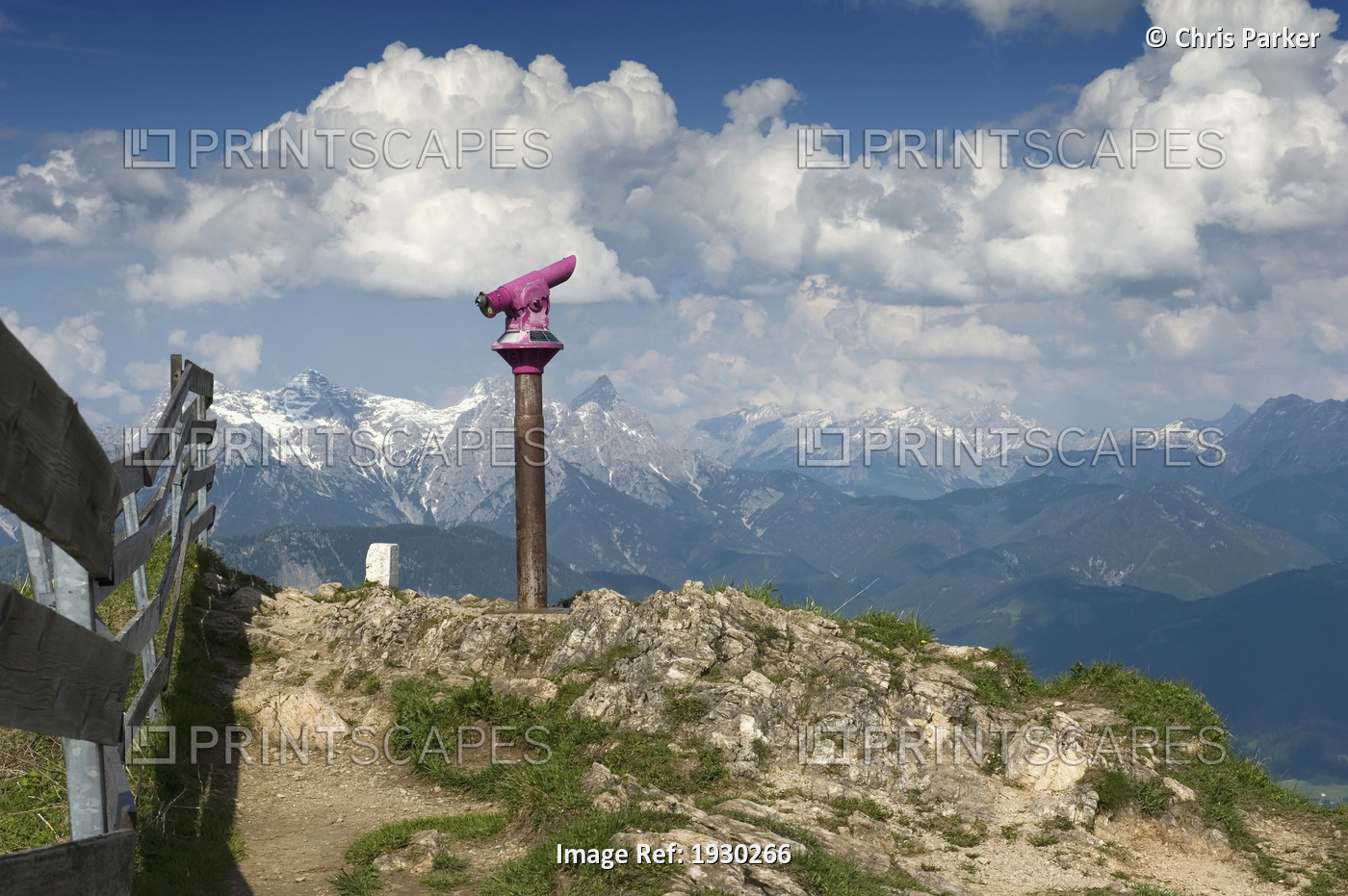 Panoramic view from the top of the Kitzbuheler Horn. Kitzbuehel, Tyrol, Austria.