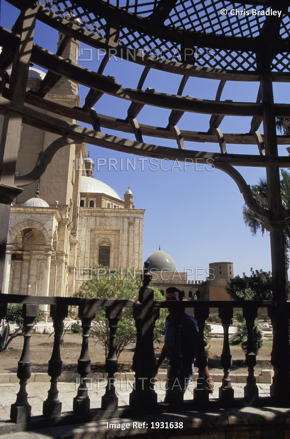 Low Angle View Of The Side Of Muhammad Ali Mosque From Under An Awning, The ...