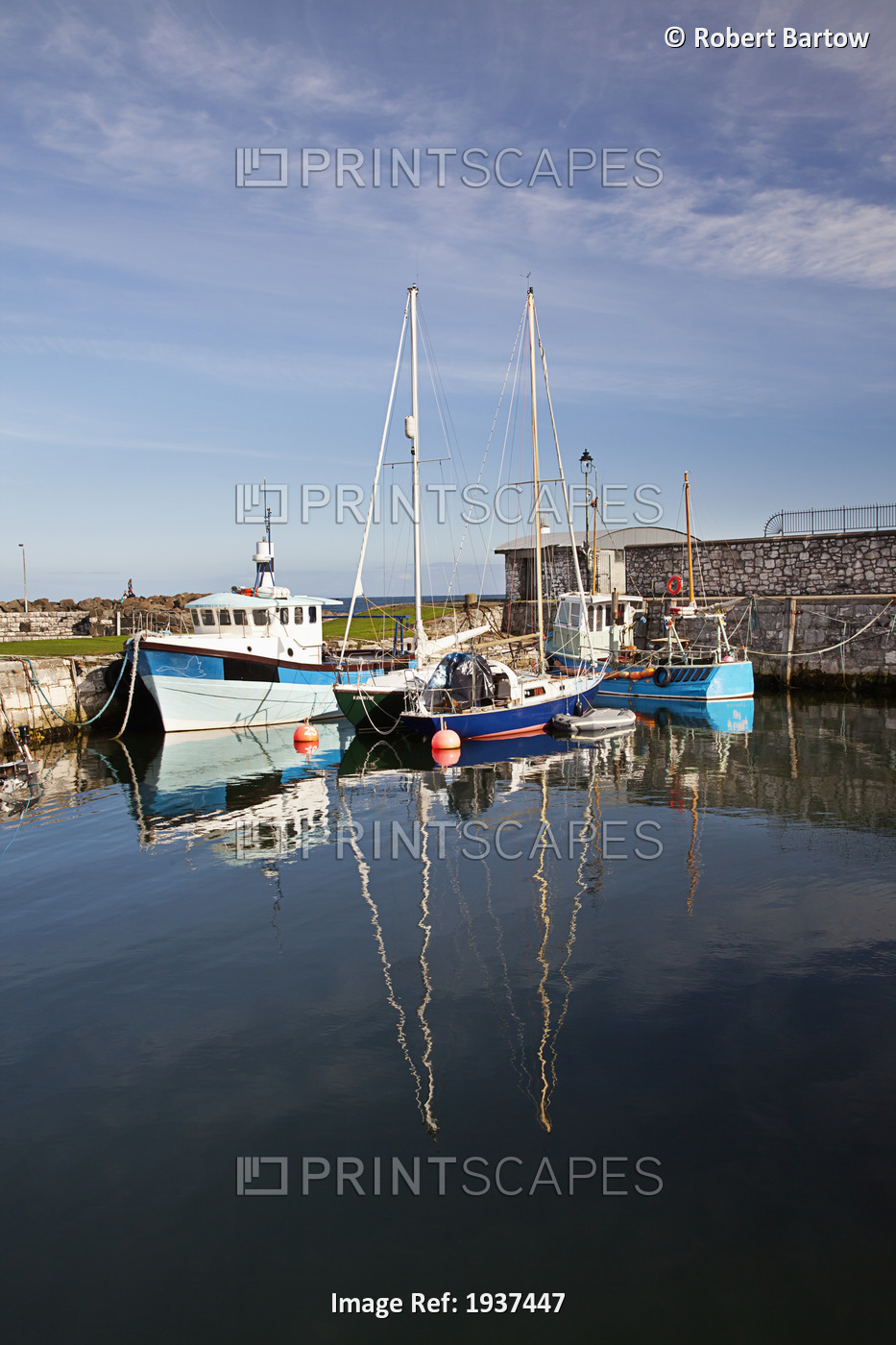 Boats In Carnlough Harbor; County Antrim Ireland