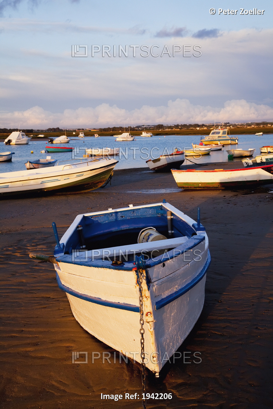 Boats Moored Near The Harbor Of Chiclana De La Frontera In Santa Petri; ...