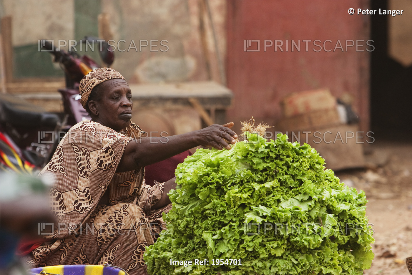 Vegetable vendor at the market in Segou, Mali