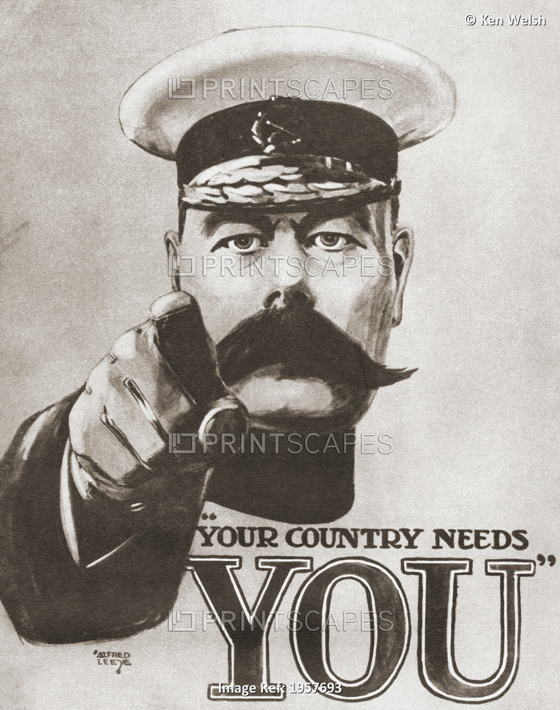 The 1914 British Wartime Recruitment Poster Depicting Lord Kitchener With The ...