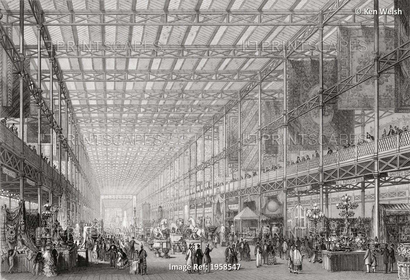 Interior Of The Great Exhibition Of The Works Of Industry Of All Nations In ...