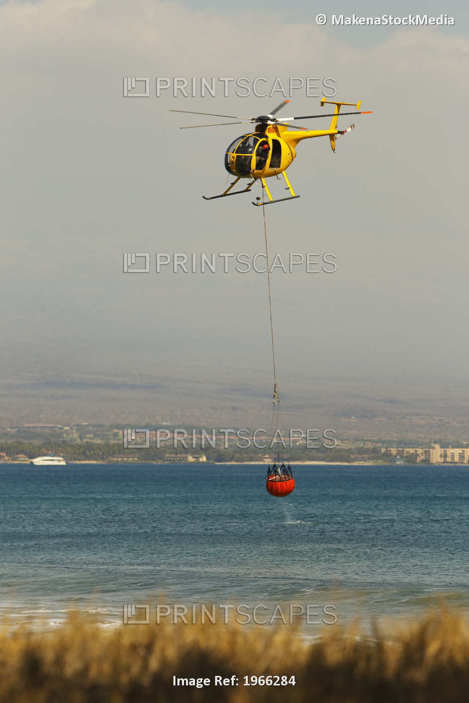 Hawaii, Maui, Ma'alaea, Fire Helicopter Collecting Ocean Water To Help Put Out ...