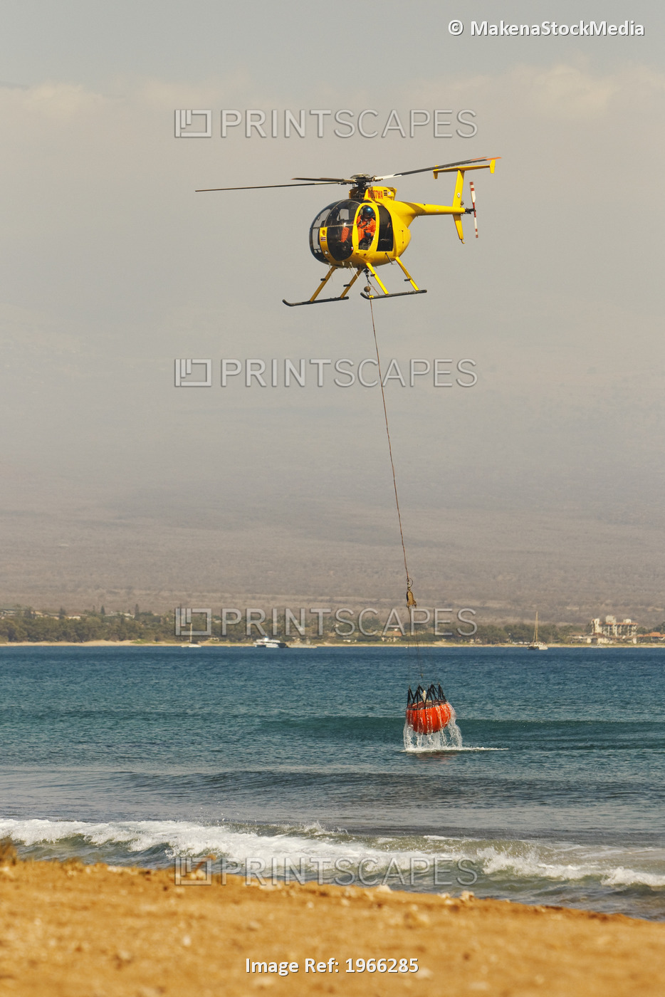 Hawaii, Maui, Ma'alaea, Fire Helicopter Collecting Ocean Water To Help Put Out ...