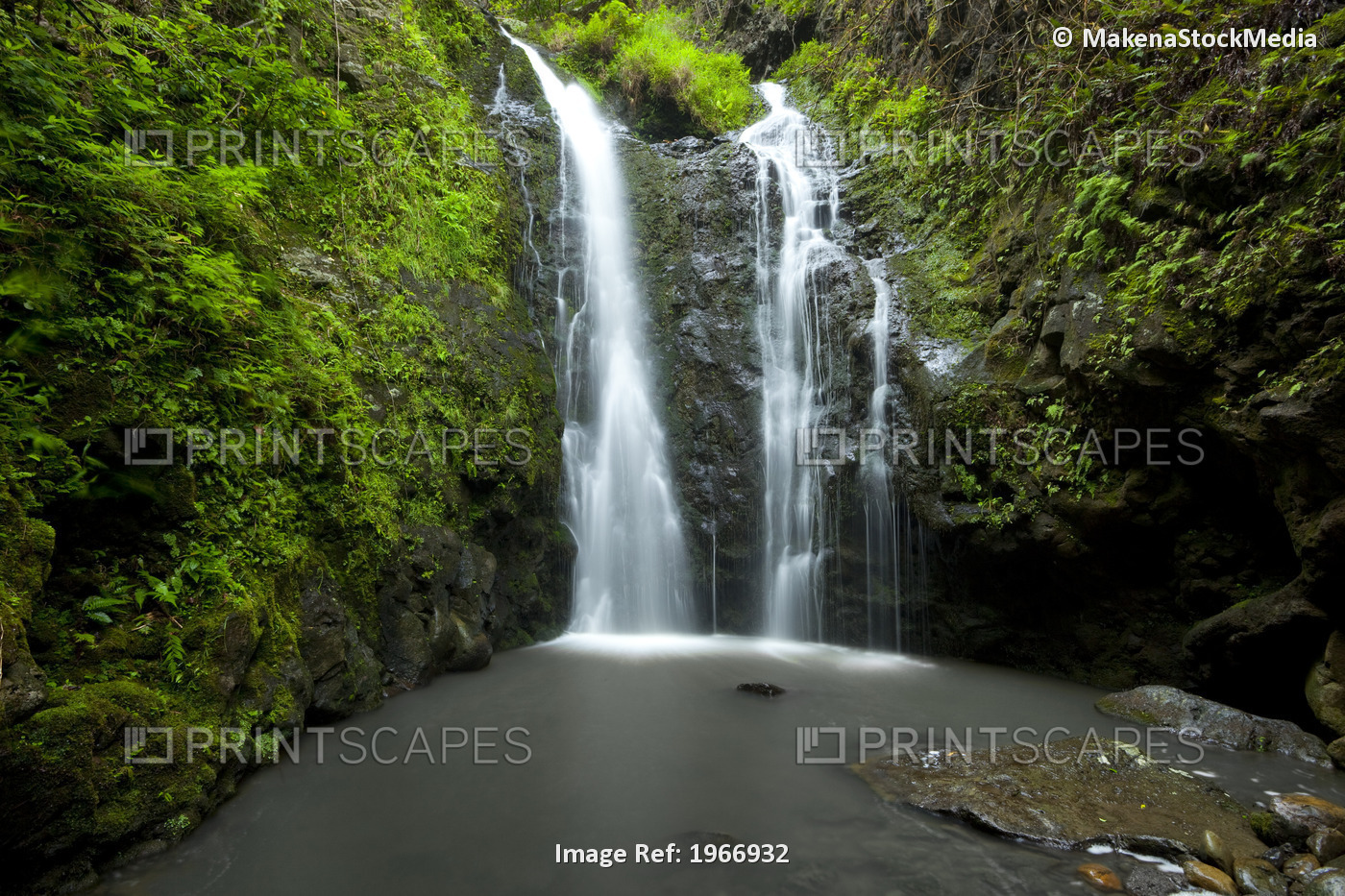 Hawaii, Maui, Waterfall Near Lush Waihe'e Valley