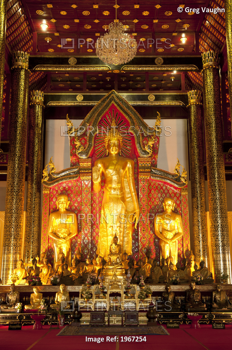 Thailand, Chiang Mai, Buddha Statues In Wat Chedi Luang Wora Wihan Buddhist ...
