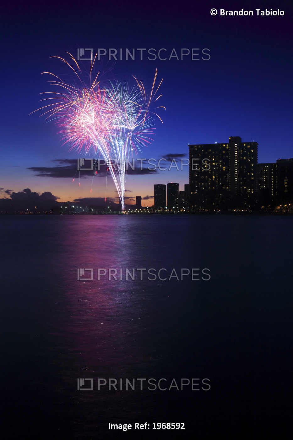 Hawaii, Oahu, Waikiki, Firework Show Over Waikiki
