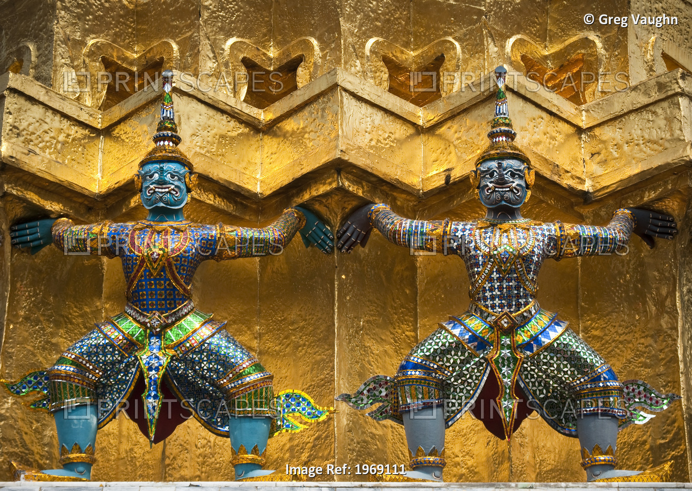Thailand, Bangkok, Wat Phra Kaew, Guardian Mythical Demons Or Yaksha Support ...