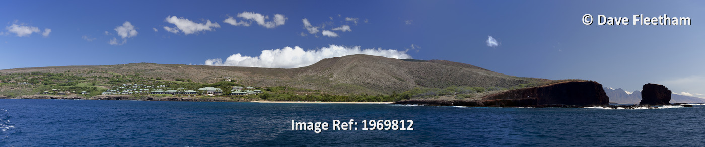 Hawaii, Lanai, Panorama From The Ocean Of The Manele Bay Beach Hotel To Pu'u ...
